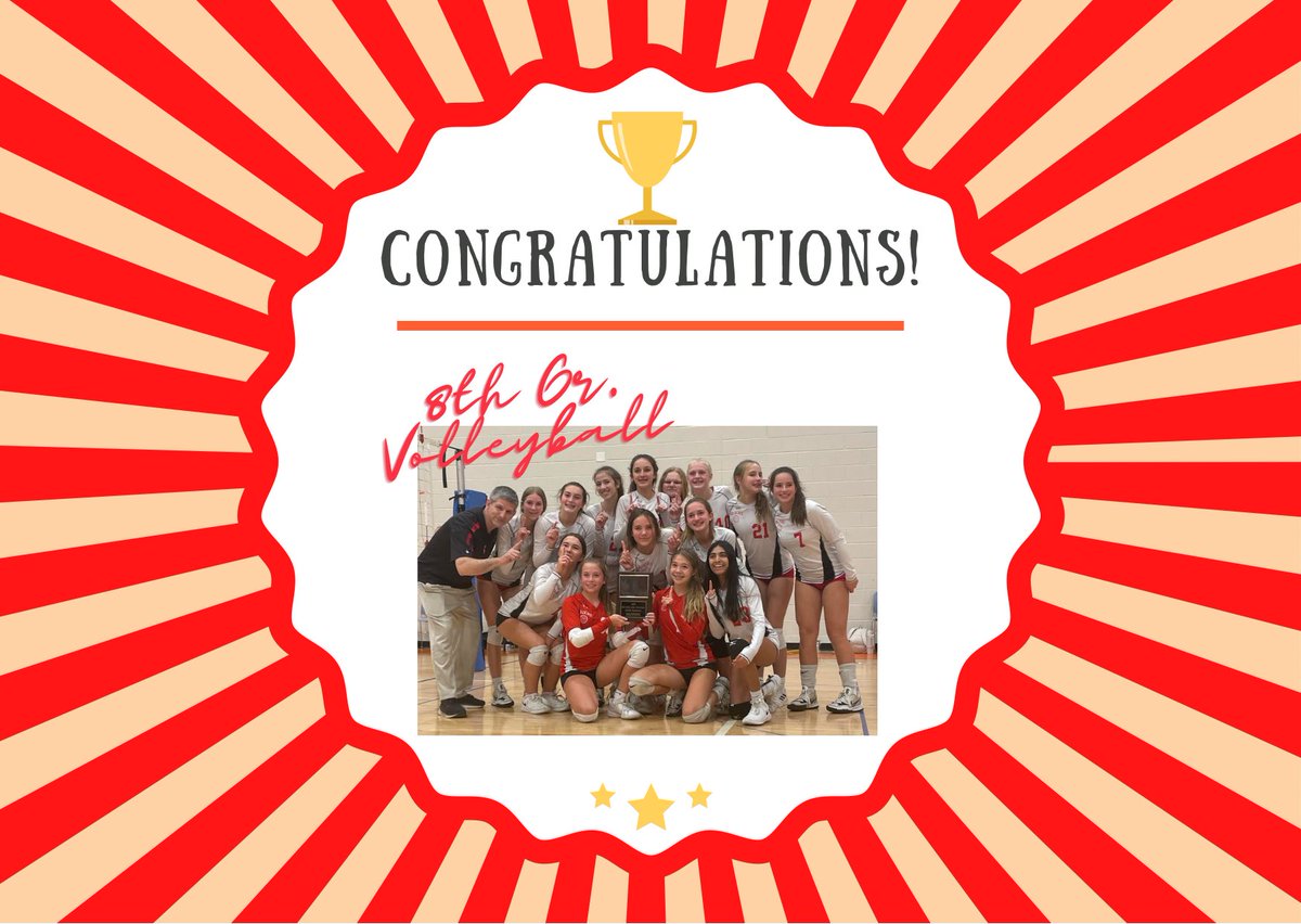 A HUGE congratulations goes out to our #WildcatWayD34 8th GR. GIRLS VOLLEYBALL TEAM who did it again 7th grade + now 8th… conf. champs!

What a great Fall season for ALL of our  athletes + coaches! SO PROUD OF YOU! Stay tuned for how we will celebrate👏 #WeAreD34