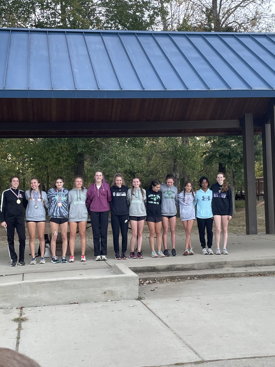 akxctf's tweet photo. Women's XC claimed their 5th straight SoMeck Conference Championship today. 6 of the 12 ALL Conference runners (Wells, Boland, Fenton, Graue, Kimpson, Wren) were wearing purple.  Great day to be a KNIGHT!  @AKSportsInfo @NCRunners https://t.co/jXhxVBqxCF