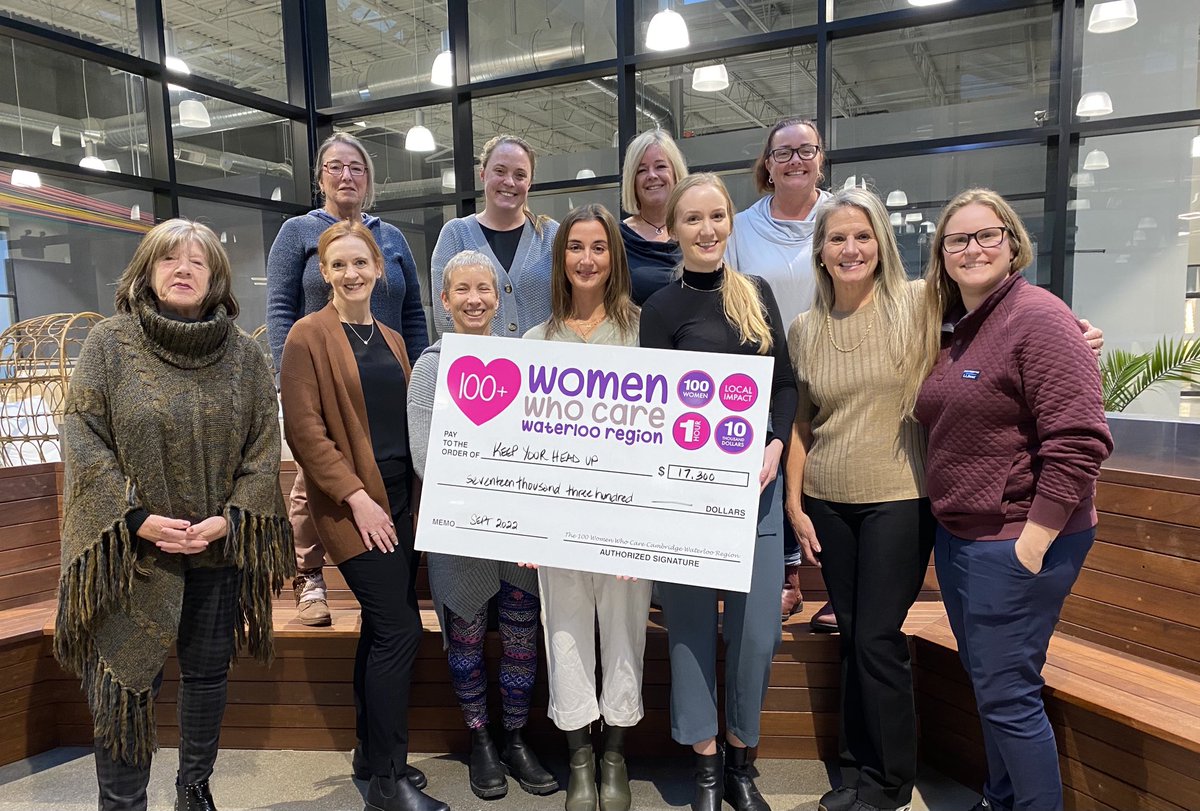 jeffchase_'s tweet image. 100 Women Big Cheque presentation to Keep Your Head Up Foundation. Grand total $17,300!  If you have ever wanted to join a group of amazing women check out 100womenwhocarewaterlooregion.com for more information. @NickPodetz_TD @lindsaykennyTD @Anna_Iacobelli ⁦@100WomenKCW⁩ ⁦