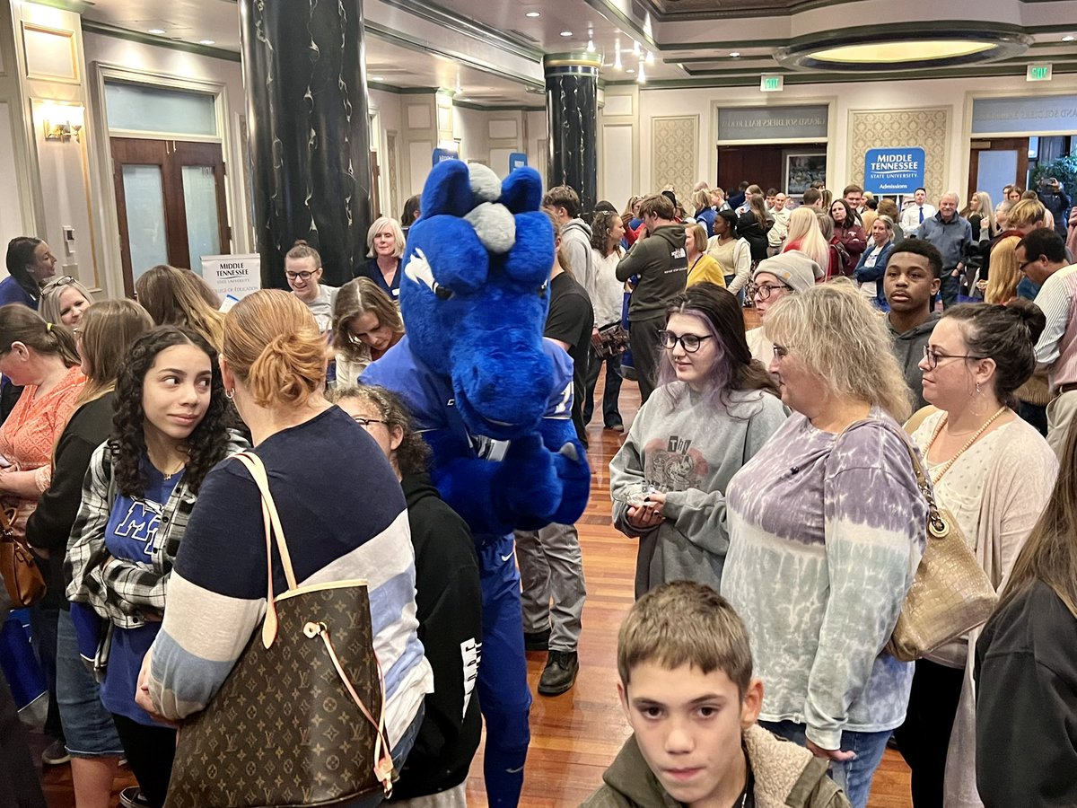 PresidentMcPhee's tweet photo. We doubled our crowd of prospective students and their families at tonight’s @MTAdmissions #TrueBlueTour stop in Johnson City! We’ll be in Knoxville Thursday! Info: https://t.co/una21xbLLy https://t.co/tyvYGi5LXO