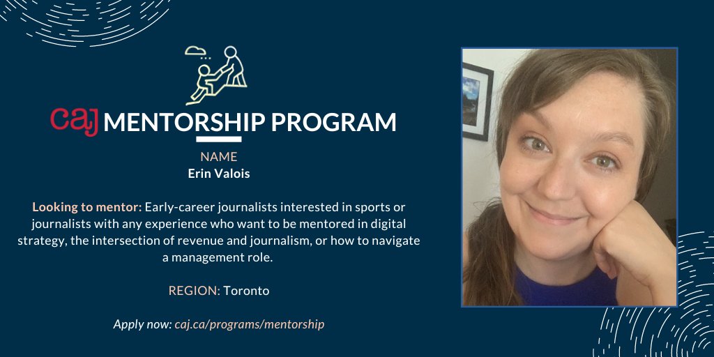 Erin Valois is both Postmedia's vice president of digital strategy and also leads its coverage of the Olympics. Want to learn how to be a double threat like @evalois? Apply by Nov. 1 caj.ca/programs/mento…