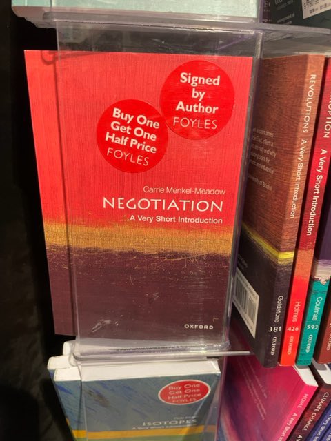 AustenParrish's tweet photo. Faculty news: last week, Prof. @CMenkelMeadow signed books at her book launch (“Negotiation: A Very Short Introduction” - @OUPAcademic) at bookstores in London, England. https://t.co/Dv2v9U3WVA https://t.co/KUVdgUQlDP
