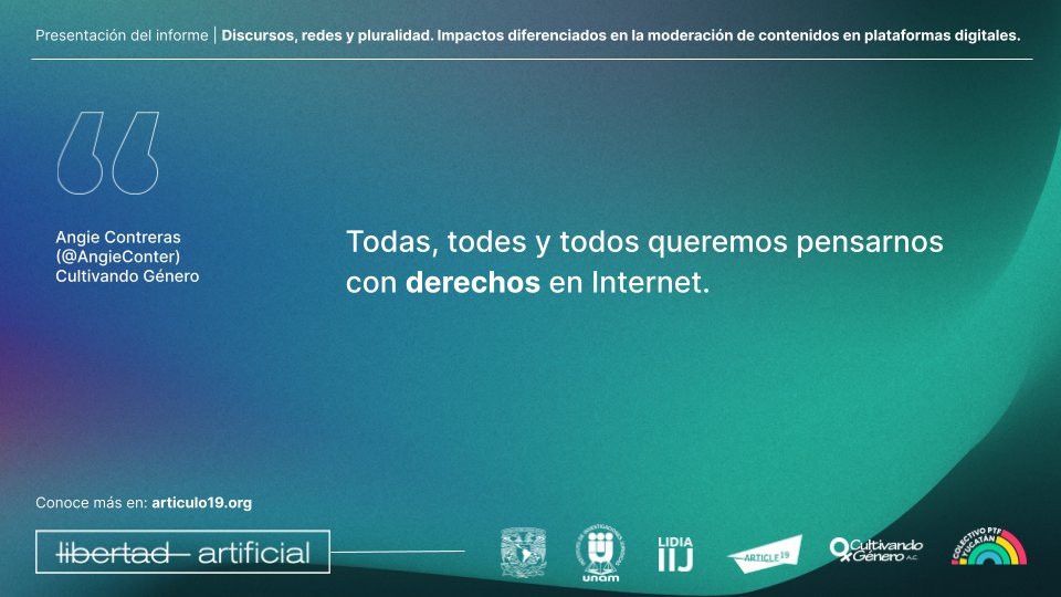 #LibertadArtificial 📢 ¿Cómo queremos imaginar una Internet para todas, todes y todos? @AngieConter de @CultivandoAc 👇🏽.