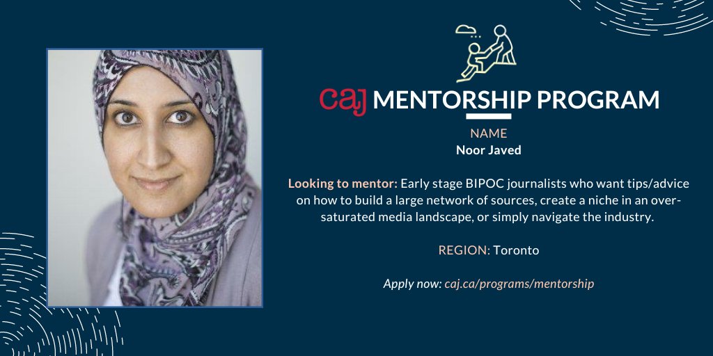 You may know Toronto Star reporter Noor Javed (@njaved) for her award-winning investigative work into two controversial Toronto-area highways. She is an expert in all things municipal and urban and politics. Apply to work with her by Nov. 1: caj.ca/programs/mento…