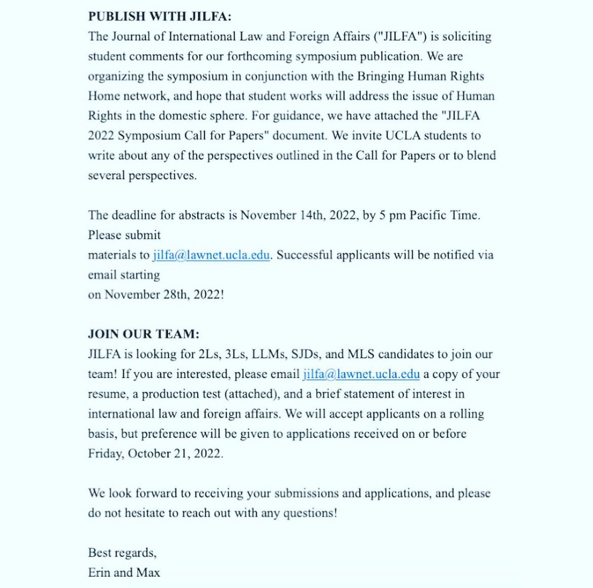 Publish with JILFA and join our team!