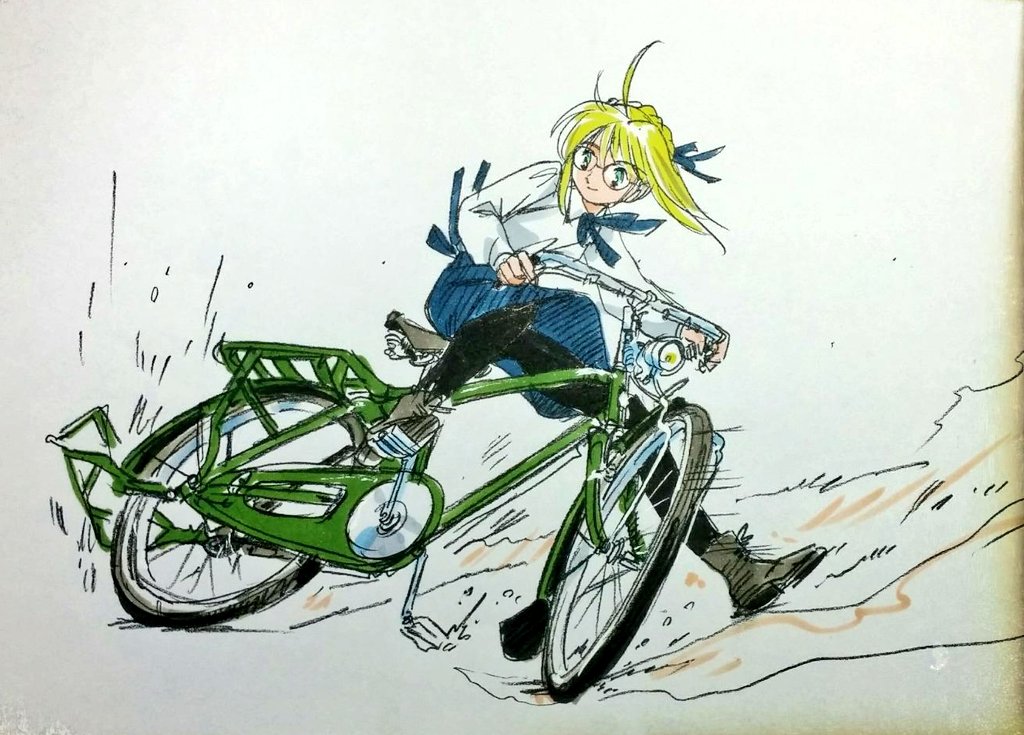 はらぺこセイバーさんの買い出し用自転車を妄想したよ。
モデルは前に使ってたコレをダイヤモンドフレームにした。スタンドもゴツく。 