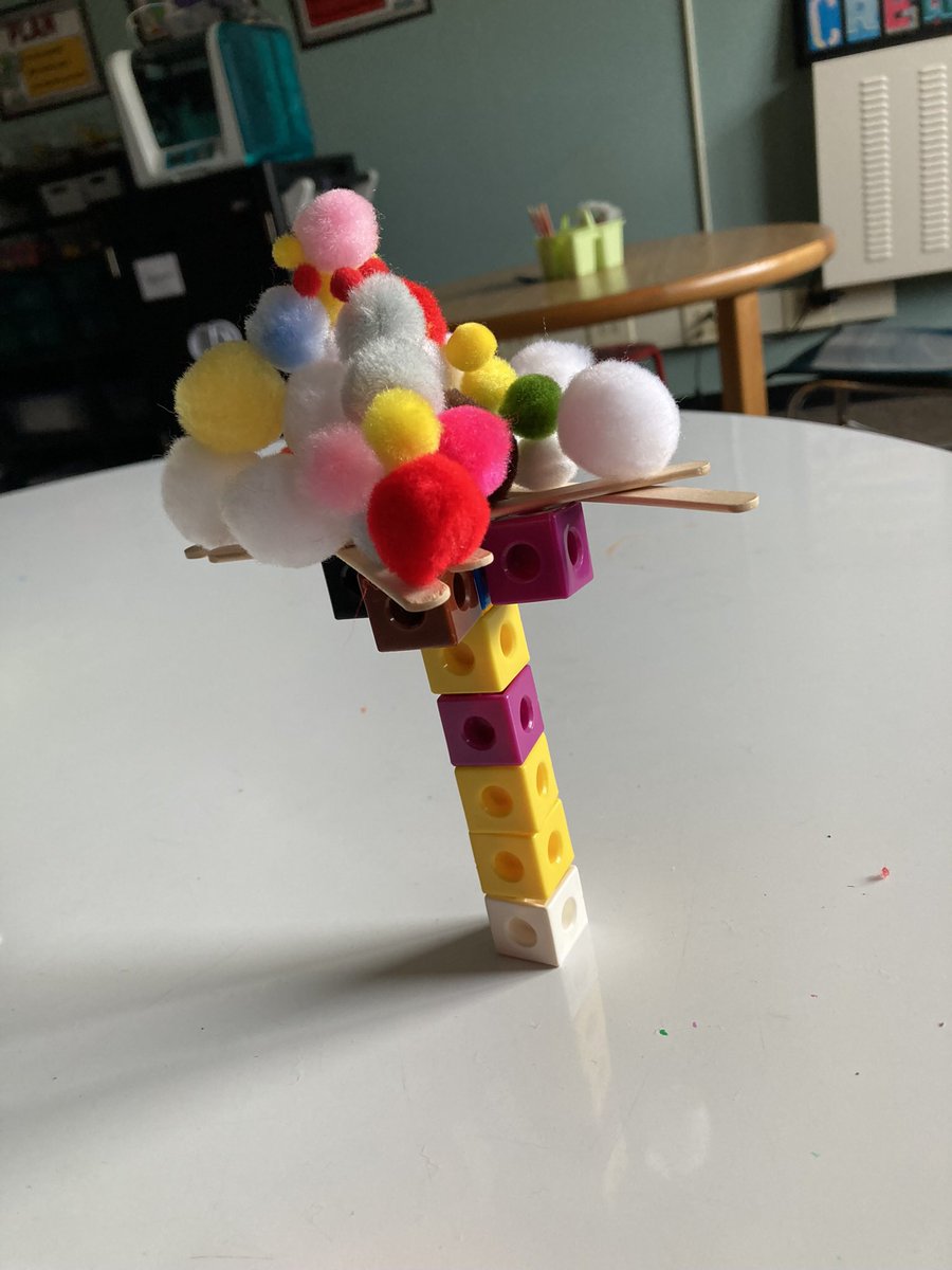 BardonBann's tweet photo. Hooray to the kindergarten Ss for learning to try and try again and not give up @BriarcliffES  fun reading #ChickaChickaBoomBoom and building coconut trees to balance coconuts(Pom poms) on top https://t.co/UuvBZ7Cgj5