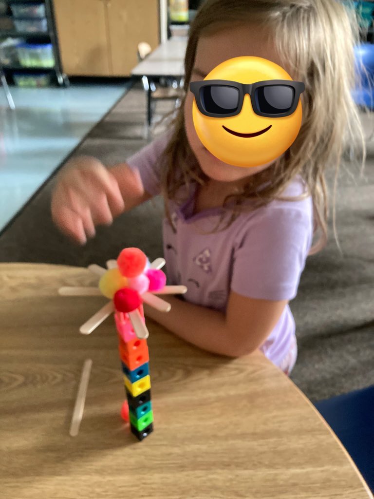 BardonBann's tweet photo. Hooray to the kindergarten Ss for learning to try and try again and not give up @BriarcliffES  fun reading #ChickaChickaBoomBoom and building coconut trees to balance coconuts(Pom poms) on top https://t.co/UuvBZ7Cgj5