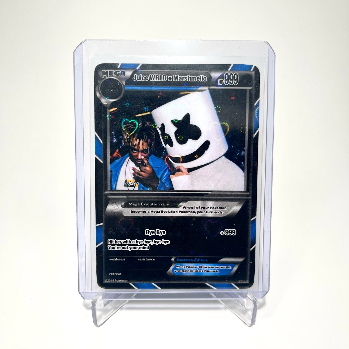 zcalishop's tweet photo. @marshmello Marshmello look at this custom Pokémon card I made of You &amp; Juice! 💙 https://t.co/ilqmUSa1Ca