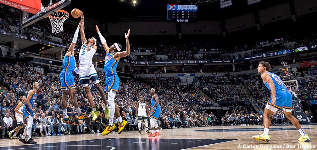 Minnesota Timberwolves lead the Oklahoma City Thunder 65-52 at the half. #Twolves