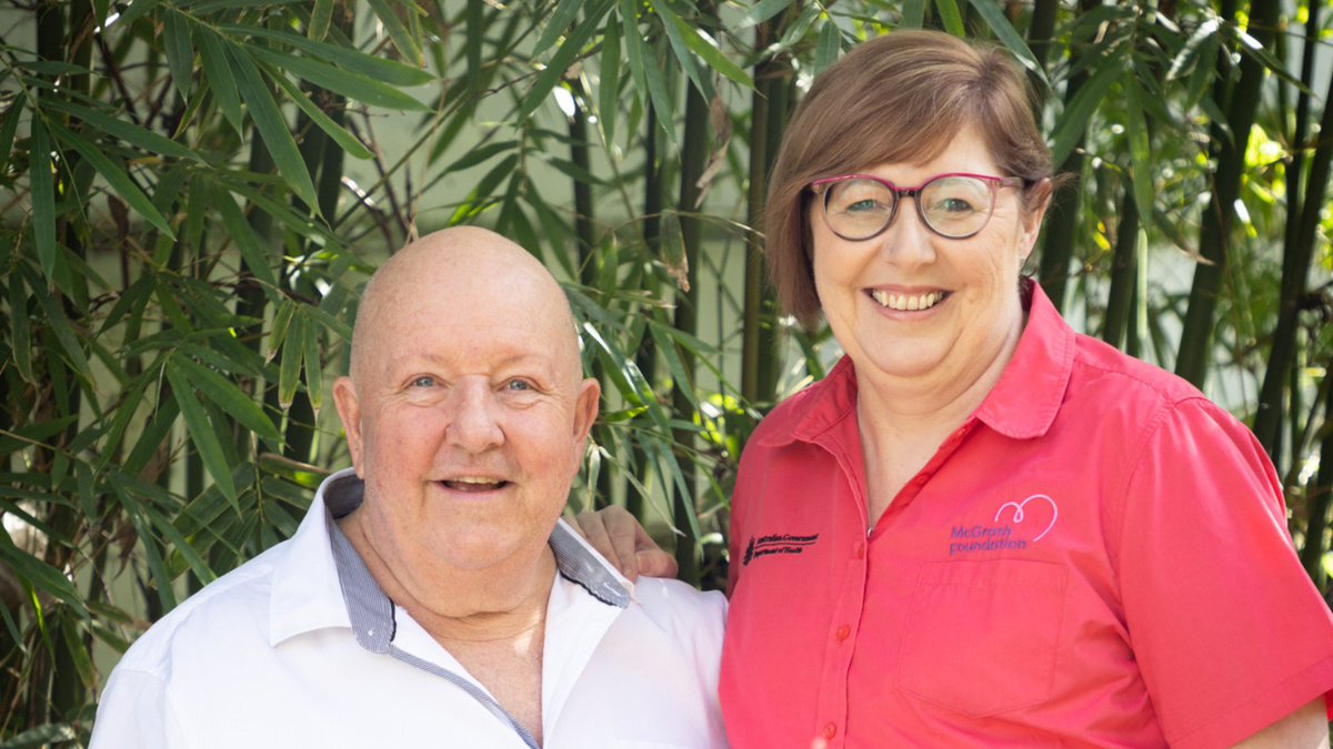 McGrathFdn's tweet photo. George is one of the 212 men diagnosed with breast cancer in Australia each year. Today is #MaleBreastCancerAwarenessDay and we are reminding all men to be breast aware. 
Watch George's story 👉https://t.co/iOrgFBJgRQ https://t.co/B7tQK3XaWQ