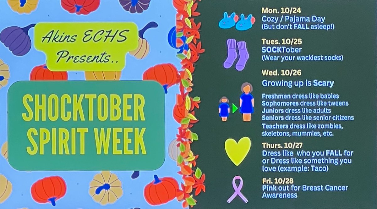 AkinsJournalism's tweet photo. Next week is Shocktober! Eagles dress up all week following the themes!!🎃 https://t.co/cgXM7Kvdwm