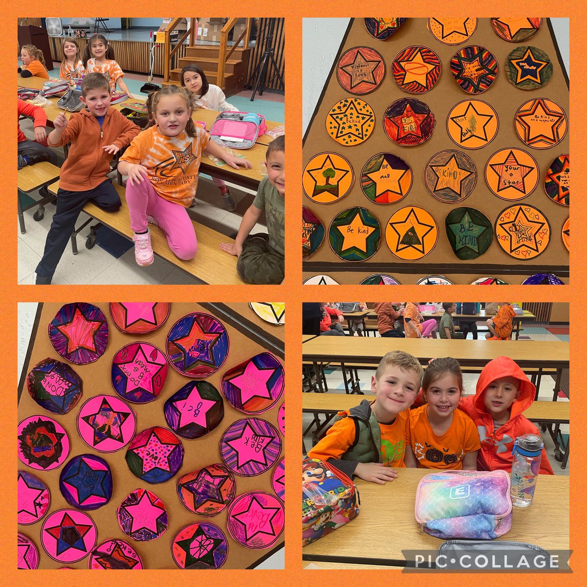 kaitlinsoccio's tweet photo. Wearing orange in support of Unity Day. Each Ss given a star to write a supportive statement &amp; put together in 1 big @NScituateSchool ⭐️! “When we are UNITED nothing can stop us.” #UnityEveryDay #shinealways https://t.co/Zkeg3OCWie