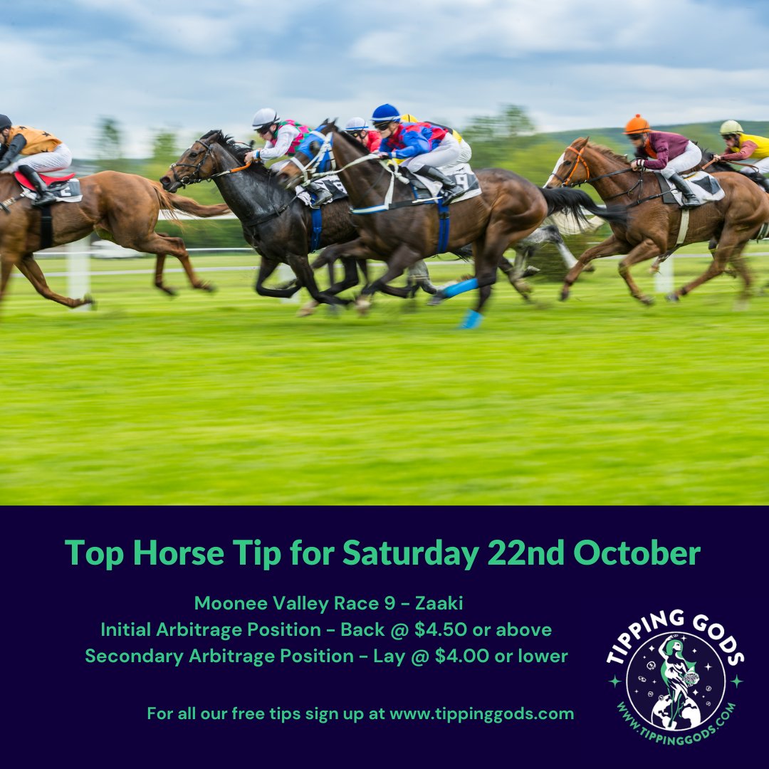 Tip_N_Gods's tweet photo. Saturday's top tip below. For all your free tips log onto https://t.co/15kYsq80RN and sign up. 
Tipping Gods - Profit Heaven!
#mooneevalley #horseracingtips
#arbitrage #wagering #trading
#tipping #gambling #Betfair #Ladbrokes #Tips #horseracing https://t.co/5kFQQaWvBJ
