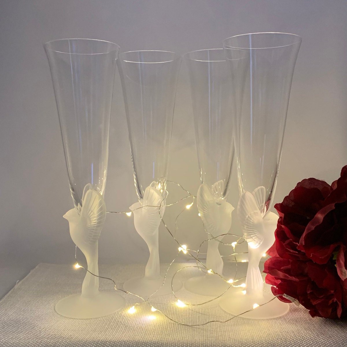 LilyDogAntiques's tweet photo. Excited to share this item from my #etsy shop: 4 Vintage Sasaki Wings Fluted Crystal Champagne Glasses,Clear Crystal Flute with Satin Glass Bird #sasakiwingsflutes #champagneflutes #weddingtoastglass #weddingpartyflutes #crystalstemware #vintagechampagne https://t.co/7c67bUnk0M https://t.co/rAzHfxeB0a