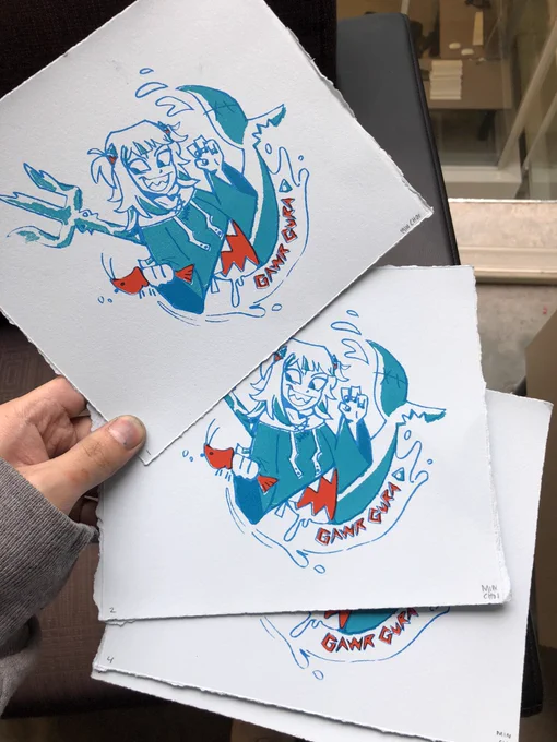 screenprints of baby shark or whatever #gawrt 