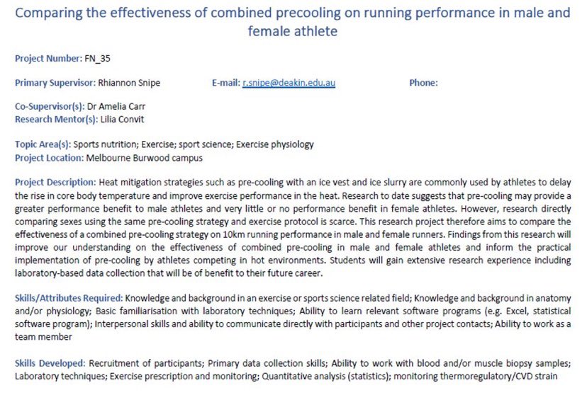 liliaconvit's tweet photo. Are you looking forward to completing an Honours year in sports nutrition at Deakin University in 2023? Join the team and help us fill the gap in female-specific research.

Further details can be found here:
https://t.co/GFM8Hme1IS
https://t.co/2pDOjZCSBI https://t.co/742KaixouM