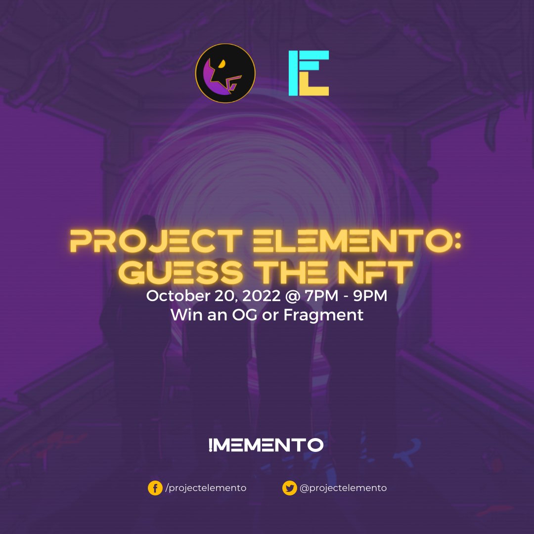 projectelemento's tweet photo. We will never be over with guessing games especially on the different NFT projects.

For tonight's game, guess the NFT projects thru the dropped jpgs.

See you!

#NFT #PROJECTELEMENTO #PROJECTELEMENTONFT https://t.co/Uh8sDZUGRC