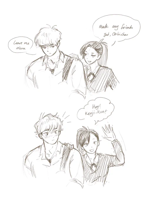 After moving in with his parents (atsuhina), Hiroto needs to attend the same school as Haru and Kenji (there're a few more new gen students at this school)👀
#hqnextgen #atsuhina #kuroken #BokuAka 