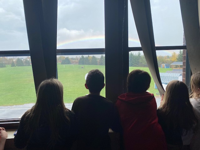A beautiful rainbow appeared over our school today. We had to stop working for a minute to admire it! 🌈💚💛 <a href="/AVRCE_NS/">Annapolis Valley Regional Centre for Education</a>