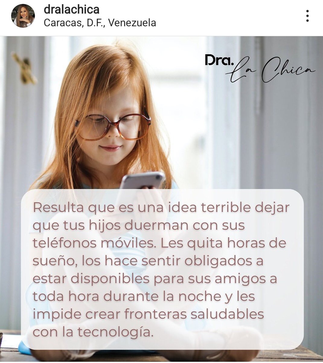 dralachica's tweet photo. Razones por la que tu hijo debe dejar el celular antes de irse a la cama. https://t.co/MlWfayobDV