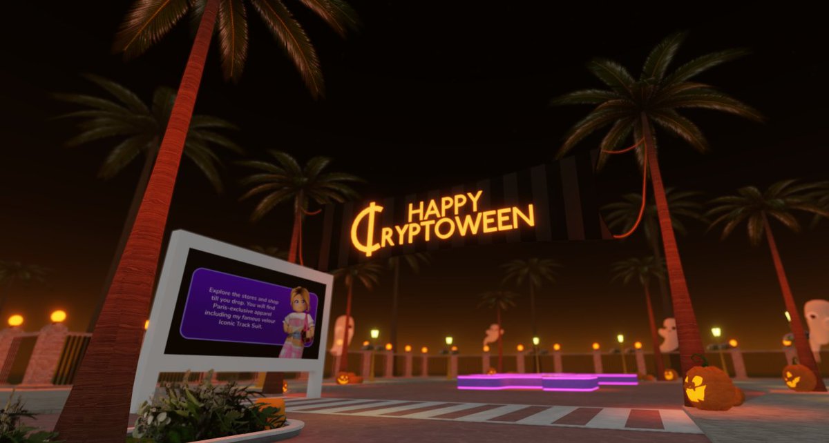 ParisHilton's tweet photo. Who else is #Sliving at #Cryptoween in @Roblox and trying on @UrbanDecay makeup looks for their avatar?! Click here to join the hottest #Halloween party in the #Metaverse! ✨➡️ https://t.co/RLls7NUuBg https://t.co/z6kF6JFIxo