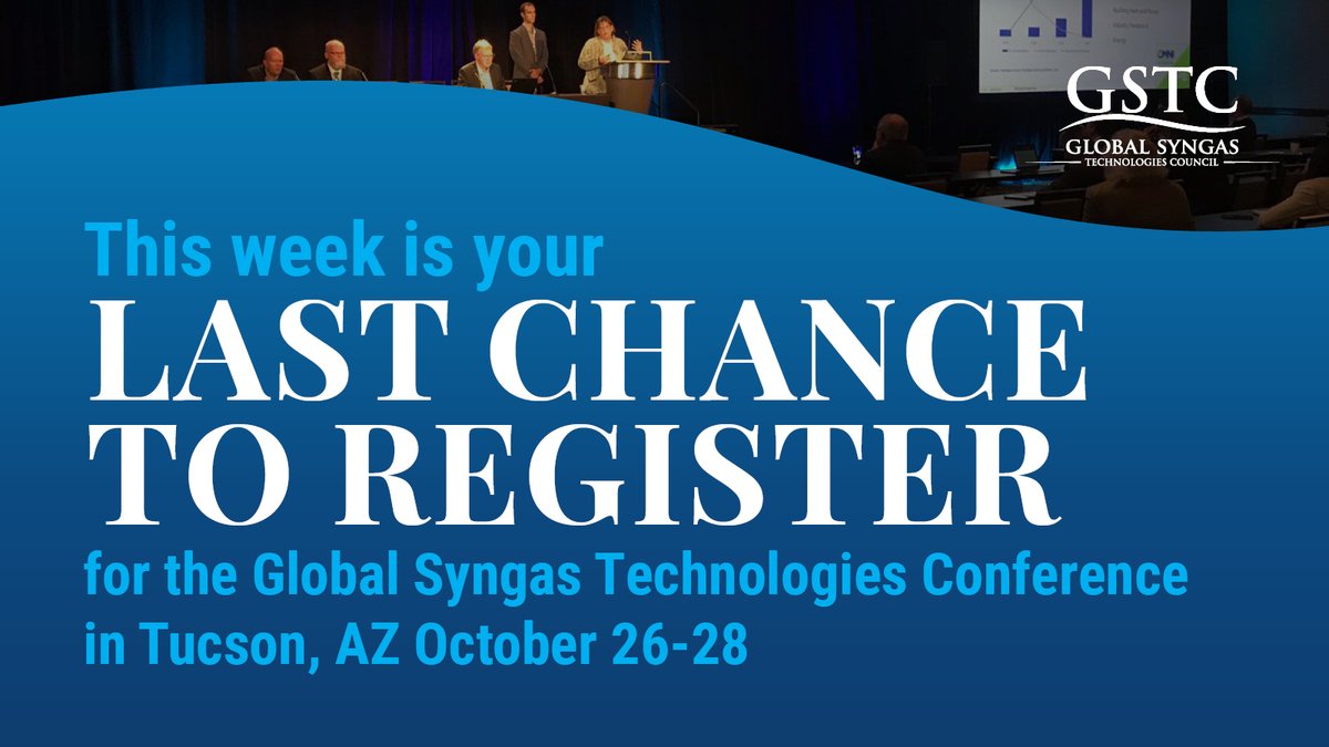 Global_Syngas's tweet photo. This week is your LAST CHANCE to register for the #syngas industry’s largest and most prestigious event! Don't miss out on meeting all of the major players in the syngas industry.

Register today at https://t.co/Mu3xyuvdhF https://t.co/775F5qoRea