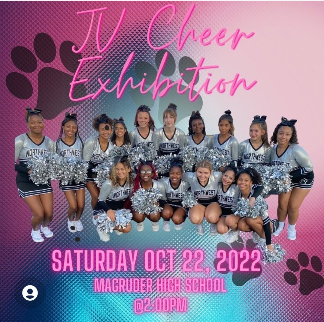 Our JV cheer team travels to Magruder this weekend for the MCPS JV Cheer Exhibition. Come out and support these lovely ladies! @NorthwestJags @Northwest_Jags @NWHSBoosters