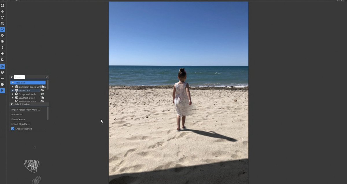 clockmaker's tweet photo. Adobe Sneaksの発表。
写真の影を操れる技術「#ProjectMadeInTheShade 」
砂の凹凸や人物の存在を解析し、3Dオブジェクトの配置で、元の写真に適した影と陰を自動生成できる。
今年のMAX Sneaksは写真の奥行き解析技術が際立っていました。
#AdobeMAX #AdobeMAX2022 https://t.co/0Gt0PRvtXg