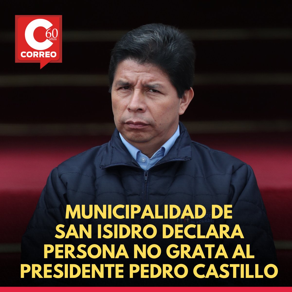 diariocorreo's tweet photo. 📍 La Municipalidad de San Isidro catalogó como persona no grata al presidente Pedro Castillo tras las numerosas y graves acusaciones en su contra que lo posicionan como el presunto líder de una organización criminal enquistada en Palacio de Gobierno.

► https://t.co/98PIetqzt4 https://t.co/w45GUeMgRu