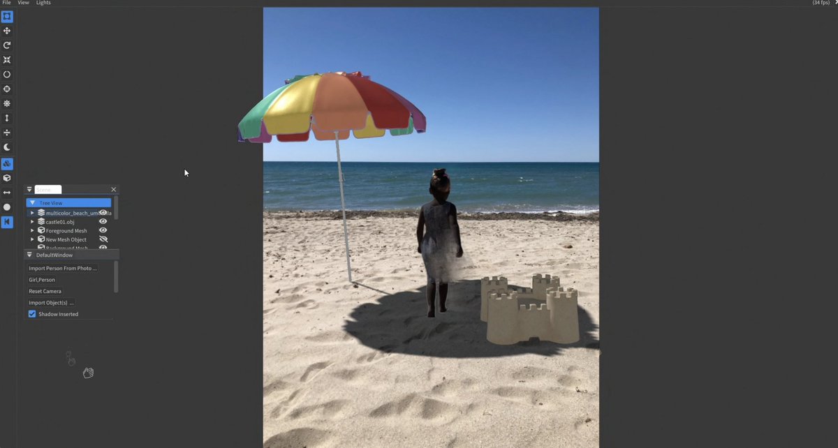 clockmaker's tweet photo. Adobe Sneaksの発表。
写真の影を操れる技術「#ProjectMadeInTheShade 」
砂の凹凸や人物の存在を解析し、3Dオブジェクトの配置で、元の写真に適した影と陰を自動生成できる。
今年のMAX Sneaksは写真の奥行き解析技術が際立っていました。
#AdobeMAX #AdobeMAX2022 https://t.co/0Gt0PRvtXg