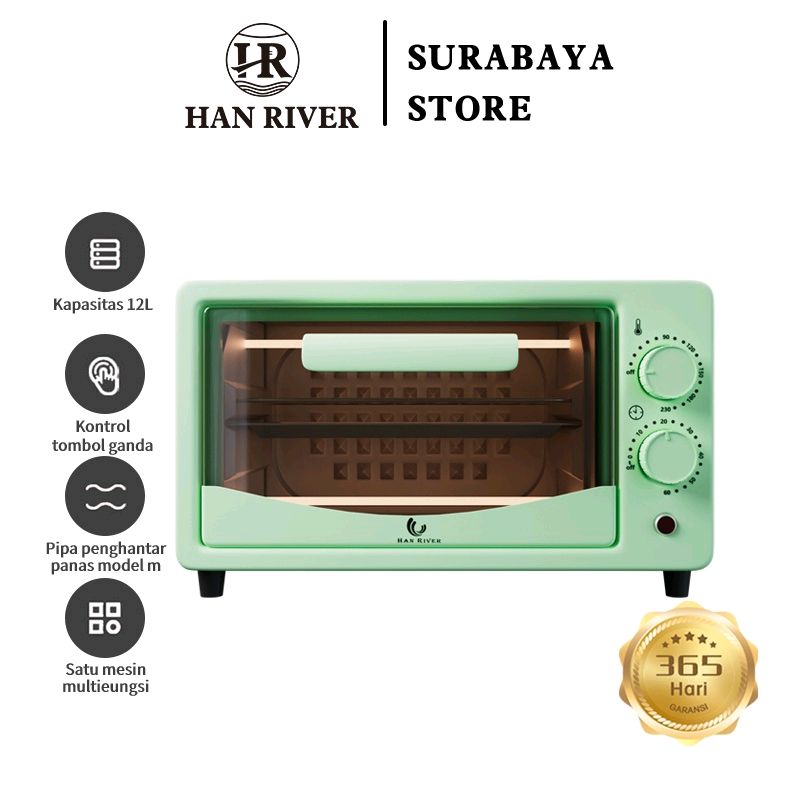 Cek HAN RIVER Oven listrik 12L Operasi rotasi Electric oven Kue multi-fungsi kontrol suhu waktu Roti dengan harga Rp199.000. Dapatkan di Shopee sekarang! shope.ee/2AeCbDjfN5?sha…