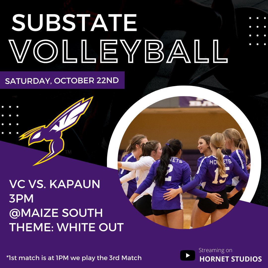 🗓Save the Date! VCVB plays Kapaun at Maize South this Saturday! Let’s bring some energy! Student section theme is White Out!! 🤍<a href="/VCBarstool/">Valley Center Barstool</a> <a href="/VCStudentSec/">Hornets Nest</a> <a href="/STUCOVCHS/">Student Council at Valley Center High School</a>