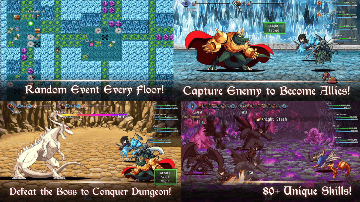 SifDogeSoftware's tweet photo. Seven Dungeon now free on GooglePlay!!
https://t.co/cetBMy0bCd

Android port by @Mirai_so_Sad 
Animated battlers by @aekashics 
#androidgame #googleplay #turnbased #RPG https://t.co/L3zs2Z3jVI