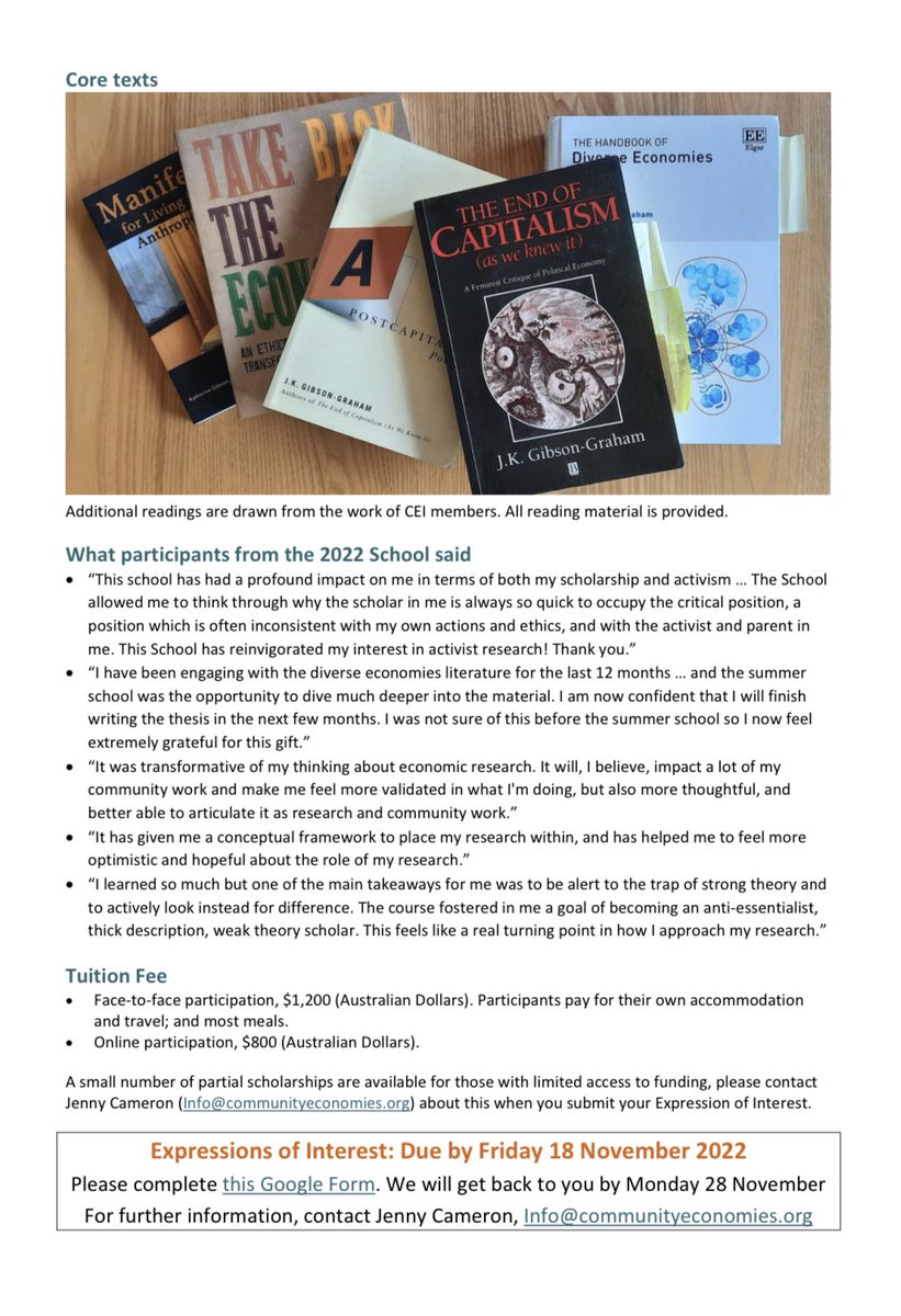 ecmelvin's tweet photo. Attending this course last year was one of the best things I could have done. Highly highly recommend for PhD students or early career scholars interested in researching post-capitalist possibilities. Happy to answer questions if folks are interested in learning more. https://t.co/qFnAmHObty