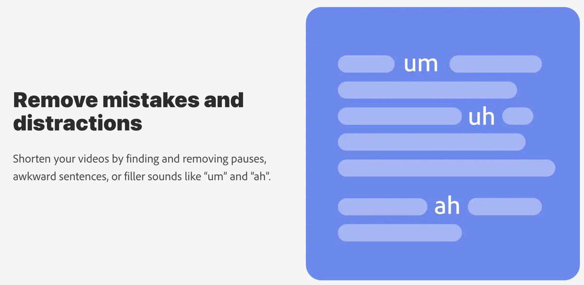 justin_salamon's tweet photo. Here's one example of the Audio AI we've put into #ProjectBlink - automatically find all the distracting "um"s, "ah"s, and awkward silences in your video to quickly edit them out https://t.co/G1r5L2ViQb