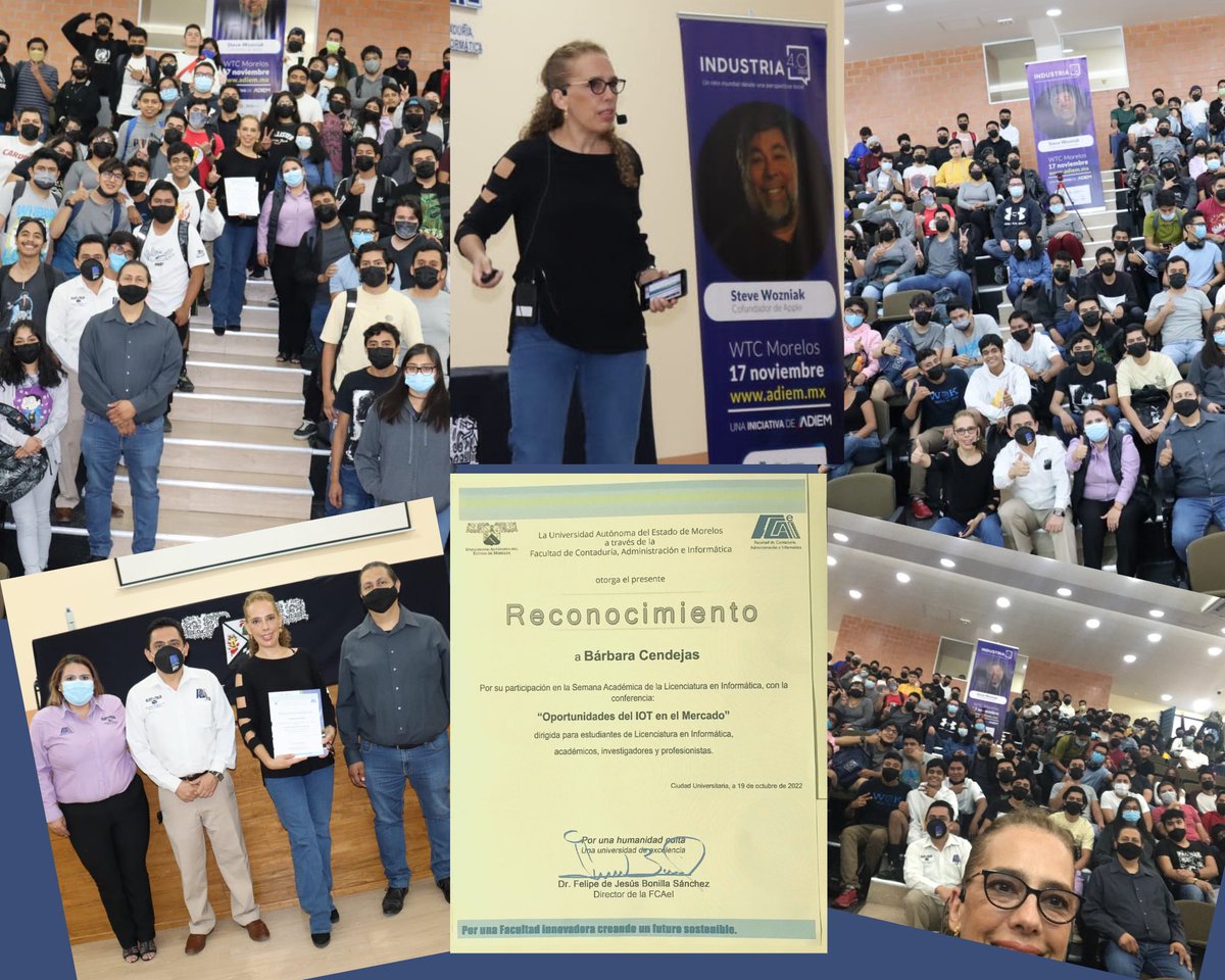 MACADEMYMOR's tweet photo. Hoy me tocó compartir conocimiento sobre “Oportunidades del IOT en el Mercado”, gracias a la Facultad de Informática. @uaemorelos Importante develar opciones de desarrollo profesional en un mundo tan competitivo y globalizado #iot  #tecnología #informática #transformacióndigital https://t.co/m5ZH2WjCmd