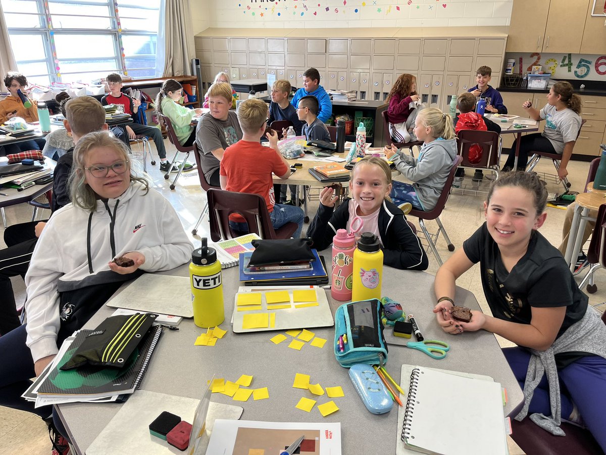MrsTaylor1721's tweet photo. What’s the best way to introduce fractions and sharing equally, especially when the investigation activity involves using post-it nots for fake brownies? Bring in real brownies to capture their attention even more of course! https://t.co/SIybcCLVTk