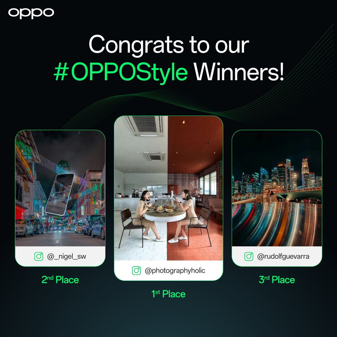 opposingapore's tweet photo. Hooray to our 3 #OPPOStyle winners and welcome to the OPPO Singapore Product Ambassador family! Grateful to all the participants whom have shown their unique sense of style, and thank you to all participants for trying our our #OPPOReno8Pro5G! (1/3) https://t.co/79vt2KhjXA