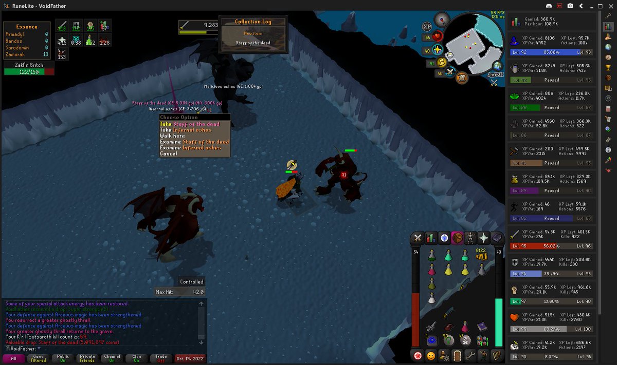 VoidFather_'s tweet photo. staff of the dead on 69 kc and then a minion spear right after :3 https://t.co/BNl31QJrGb