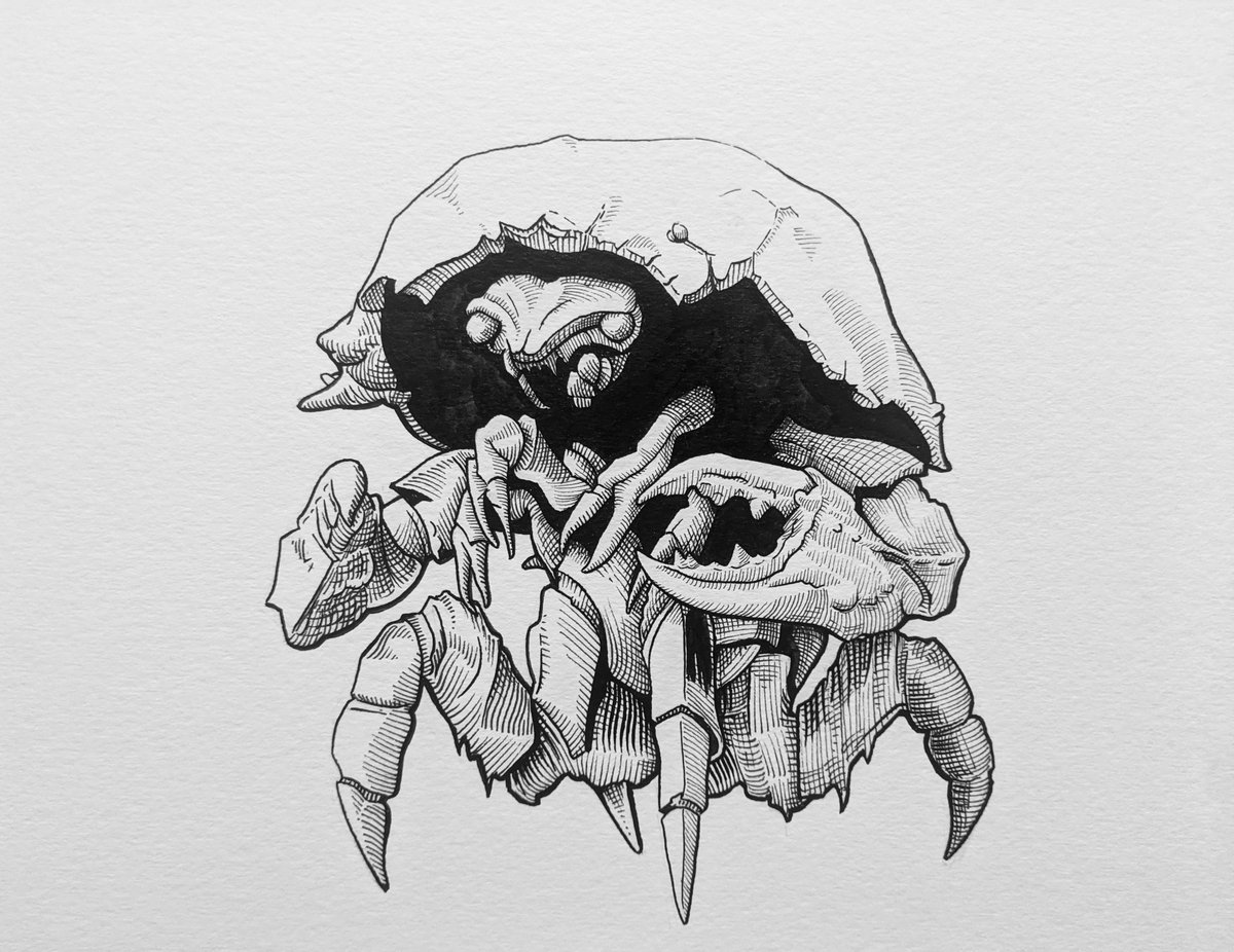 TheBogmanDraws's tweet photo. Day 19 - Mirelurk. 
Based on some #Fallout4 concept art. I've been a bit obsessed with these critters lately and really wanted to draw one. https://t.co/tpAZMbJstv