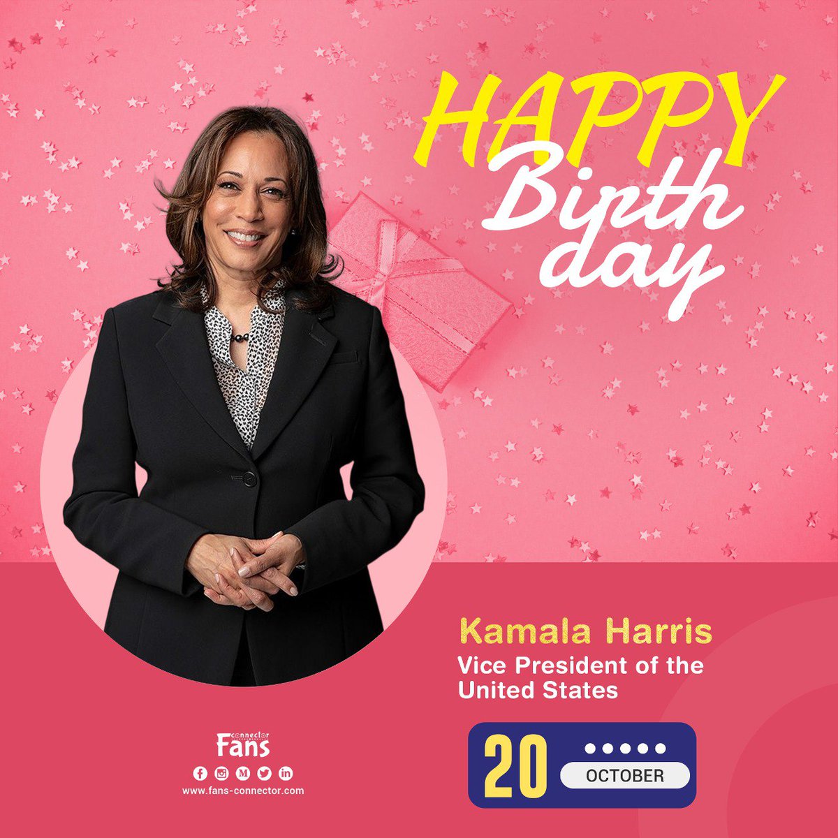 fans_connector's tweet photo. Happy birthday to honorable #Vice_President_of_the_United_States, #Kamala_Harris. She was born on October 20, 1964 in California, United States.
Wish her have a happy and successful life.

#fans_connector 
#socialmediaagency 

Visit us: https://t.co/k8oucGWfDY https://t.co/ZHR8zAnkw5