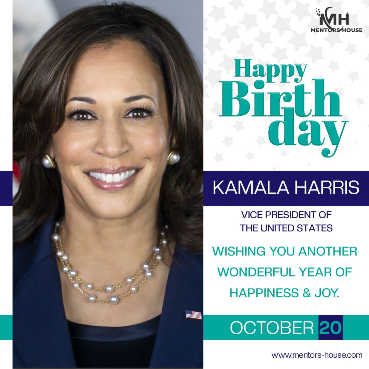 Happy birthday to honorable #Vice_President_of_the_United_States, #Kamala_Harris. She was born on October 20, 1964 in California, United States.
Wish her have a happy and successful life.

#mentors_house
#digitalmarketingagency
#digitalmarketing

Visit us: mentors-house.com