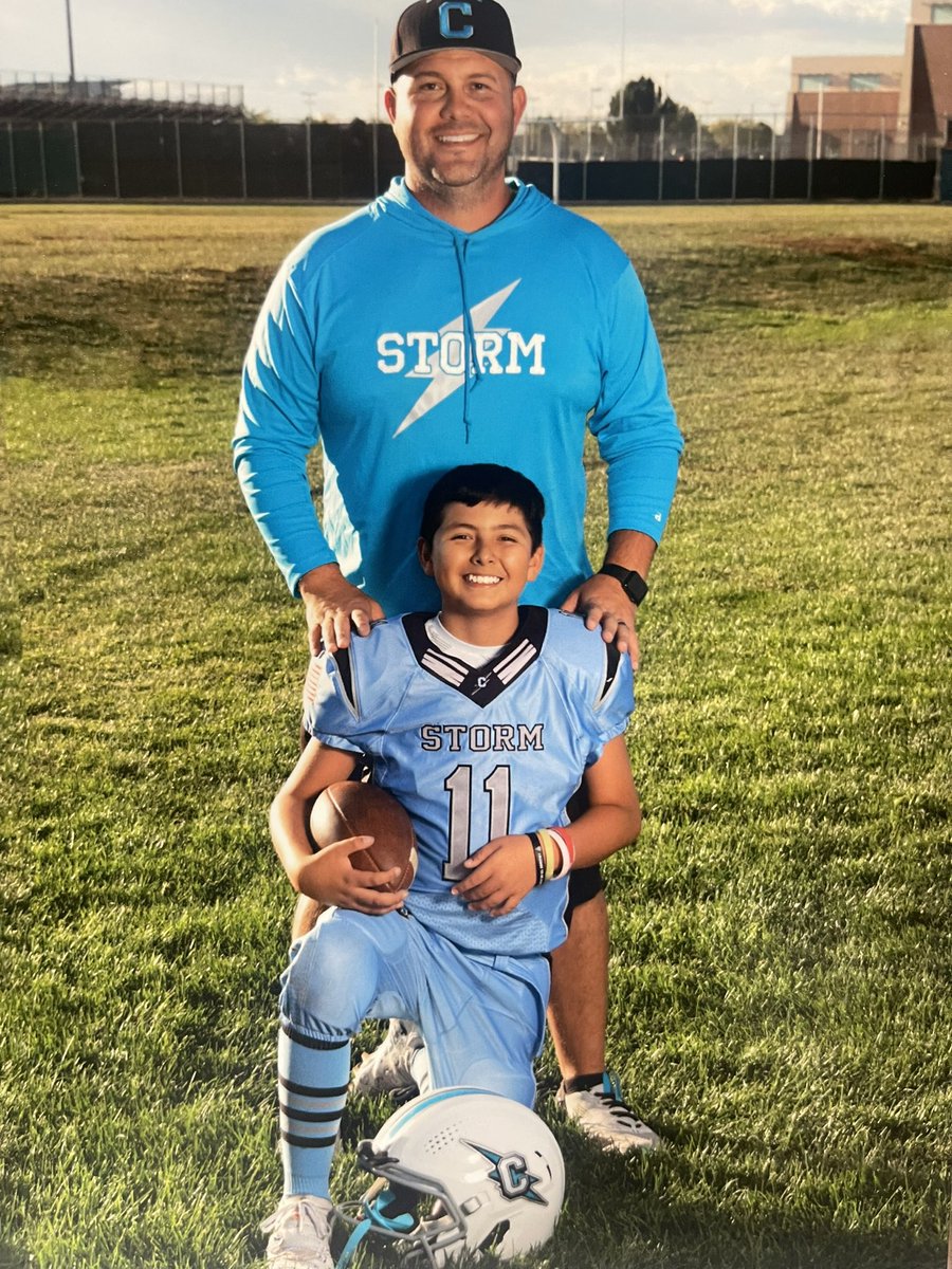 CoachSean24's tweet photo. Love my little dude. He’s absolutely balled out this season leading us to an 8-0 record putting up 40 points a game. #clevelandstorm #football #YAFL #quarterback https://t.co/fHyD4yr5nM