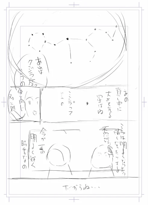 #みなさん去年の今頃はどんな絵描いてましたか  漫画『マキシモ』 ネームを描いてました  何かが足りないと感じ 1か月程とにかく漫画を読みました  そして漫画は 『描いて終わる物』ではなく 『読んで始まる物』って答えが出ました  その答えから 漫画『マキシモ』は 漫画『りりす』へ姿を変えました
