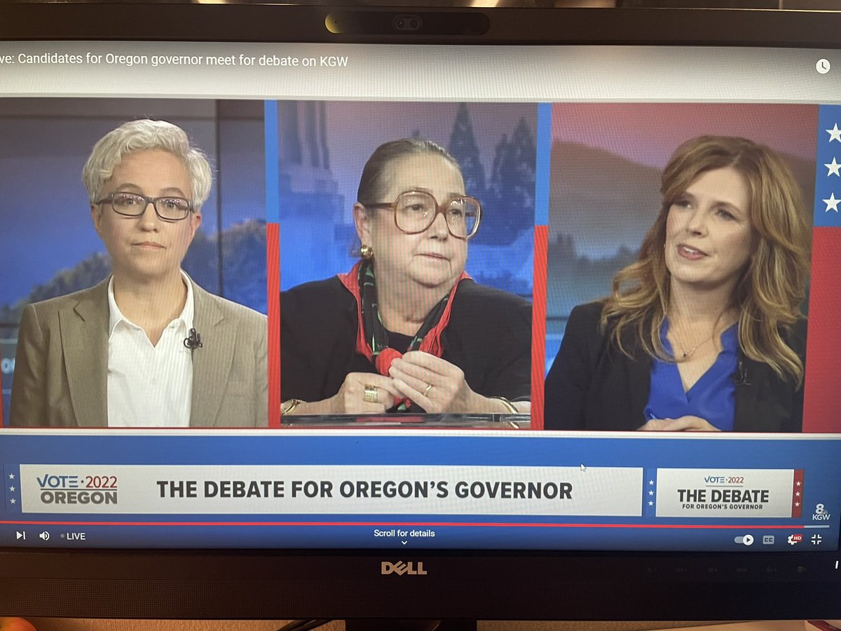 KCookKGW's tweet photo. That’s a wrap! The debate ended with all three candidates agreeing that Merritt Paulson should sell the Timbers and Thorns. They did not agree on much else. https://t.co/PR8q9OJTM1