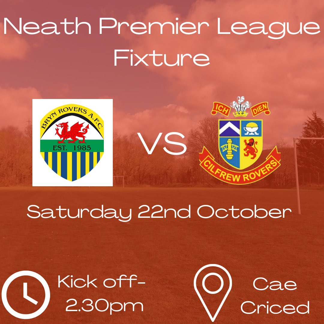 cilfrew_rovers's tweet photo. This weekends fixtures:

First team travel to face @BrynRoversAFC , while our reserves welcome @cwrt_herbert reserves to Parc Cilfrew⚽️. 

Details below 👇🏻 come down and show your support for the boys

🔴🐮⚪️ https://t.co/sjktSOLAjf