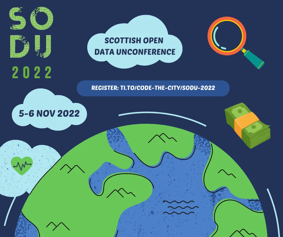 codethecity's tweet image. The time to grab your ticket for SODU 2022 is fast disappearing. Don't miss out. Book today for the only dedicated annual open data event in #Scotland.
Single day, weekend, student and online tickets all available.
buff.ly/3DwNQcn
#opendata #transparency #innovation