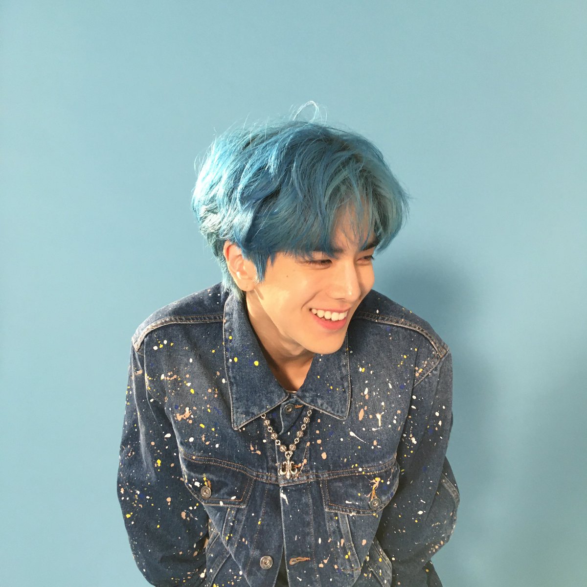 Youbghoon's tweet photo. You are getting even more photos of me that were taken during my photoshoot with Y Magazine! I loved every single outfits I wore that day, especially this one! This jacket reminded me of the galaxy. And just like the galaxy, my love for you doesn't know any limit, The B. 💙 https://t.co/2lwK31sRKS