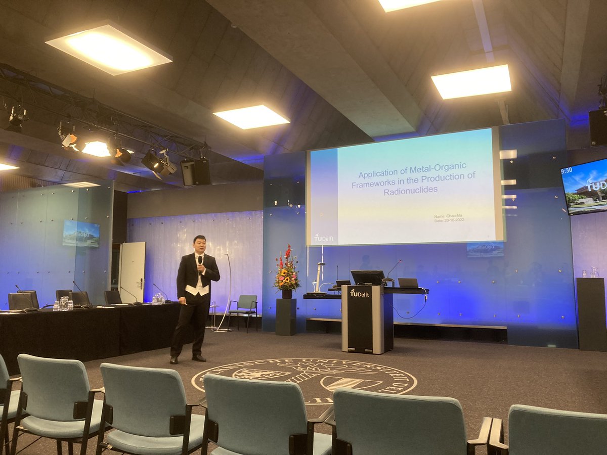 RobinKruijff's tweet photo. Chao had just given a very nice overview of his thesis work on the application of MOFs for radionuclide production, getting ready to defend his thesis! https://t.co/I9YQf7Wbpt